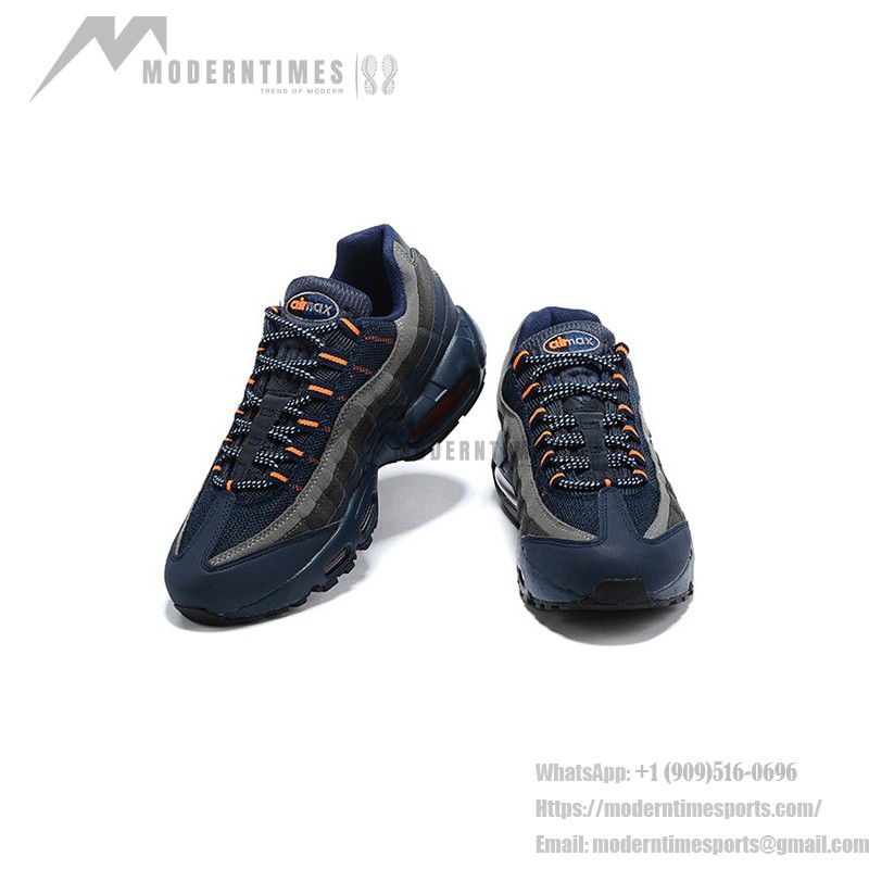 Nike Air Max 95 CW7477-400 Blue, Gray, and Orange Sneakers Side View