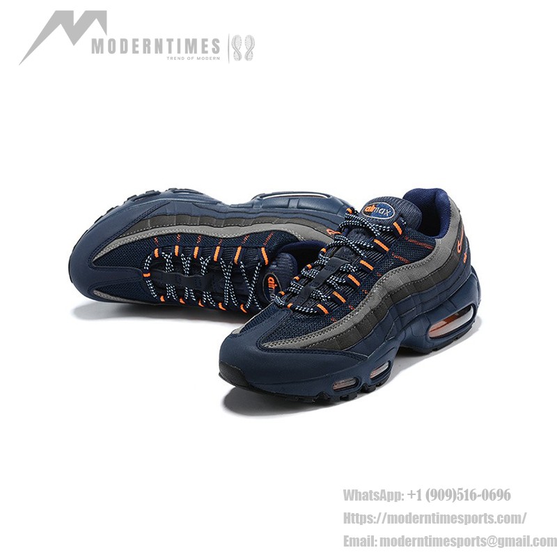 Nike Air Max 95 CW7477-400 Blue, Gray, and Orange Sneakers Side View