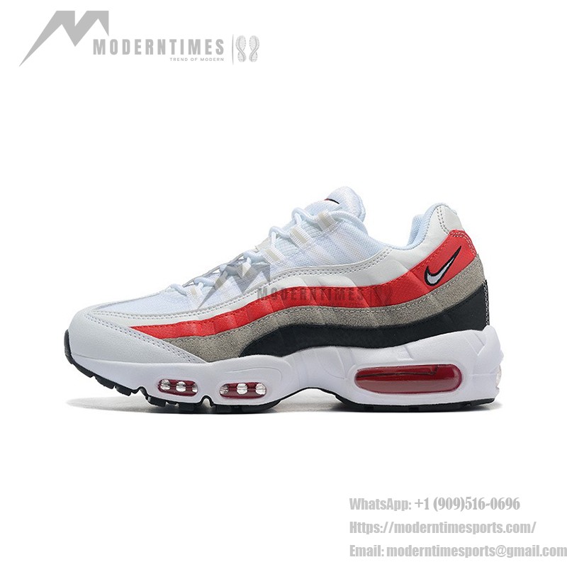 Nike Air Max 95 DQ3430-001 White-Red Grey Gradient Sneakers with Air Cushion Comfort