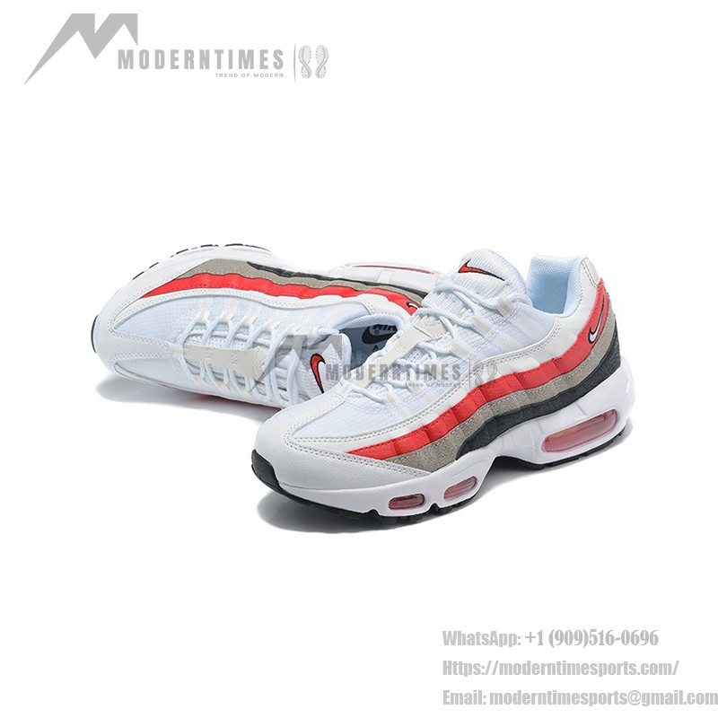 Nike Air Max 95 DQ3430-001 White-Red Grey Gradient Sneakers with Air Cushion Comfort