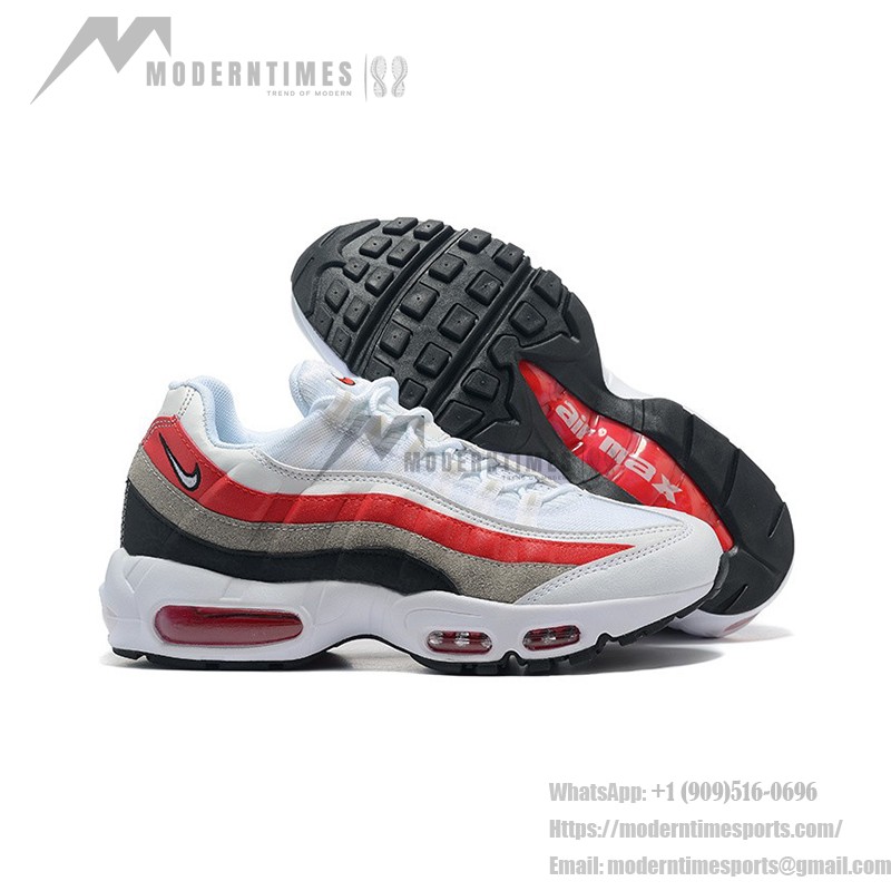 Nike Air Max 95 DQ3430-001 White-Red Grey Gradient Sneakers with Air Cushion Comfort