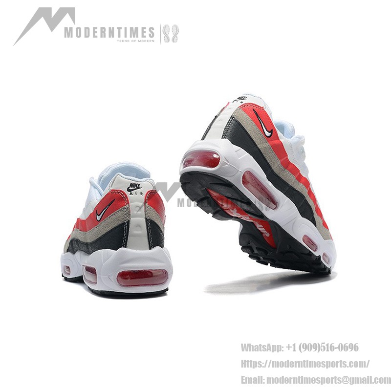 Nike Air Max 95 DQ3430-001 White-Red Grey Gradient Sneakers with Air Cushion Comfort