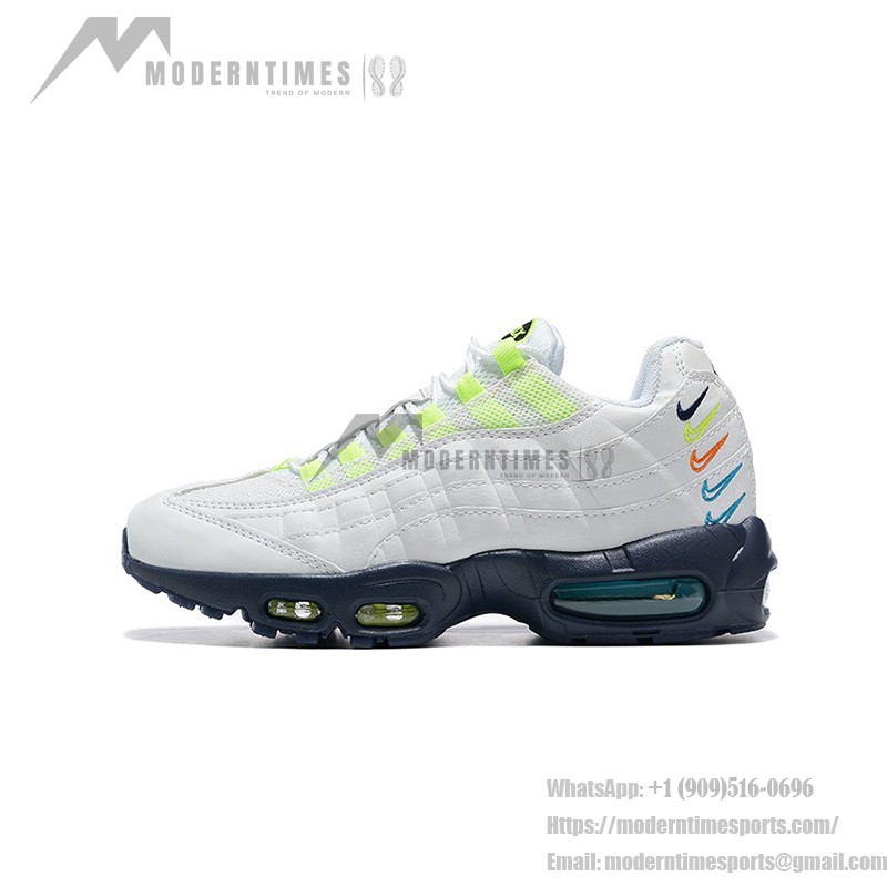 Nike Air Max 95 DX1819-100 White-Neon Green Multicolor Sneakers with Air Cushion Technology