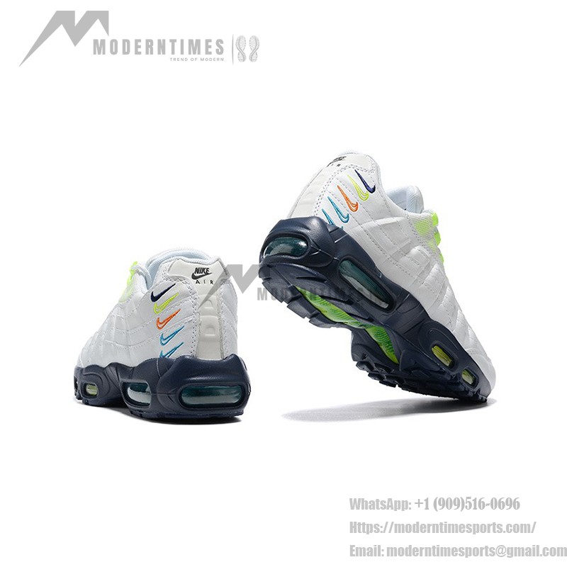 Nike Air Max 95 DX1819-100 White-Neon Green Multicolor Sneakers with Air Cushion Technology