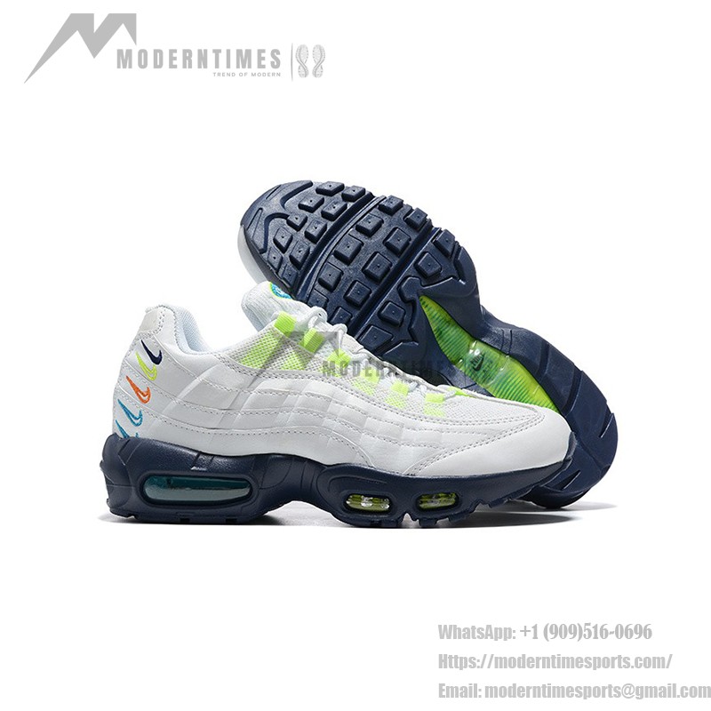 Nike Air Max 95 DX1819-100 White-Neon Green Multicolor Sneakers with Air Cushion Technology