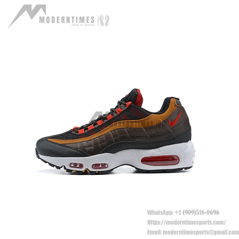 Nike Air Max 95 Essential CT1805-200 Yukon Brown and Red Sneakers Side View