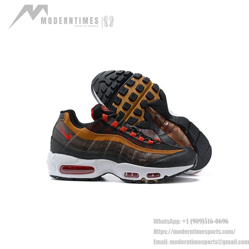 Nike Air Max 95 Essential CT1805-200 Yukon Brown and Red Sneakers Side View