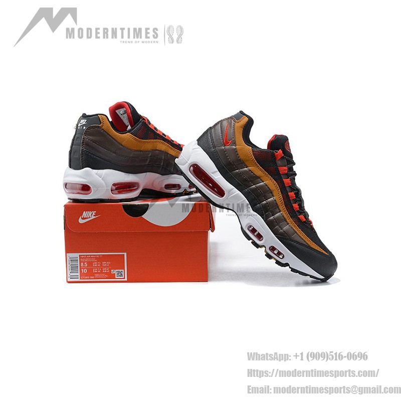 Nike Air Max 95 Essential CT1805-200 Yukon Brown and Red Sneakers Side View