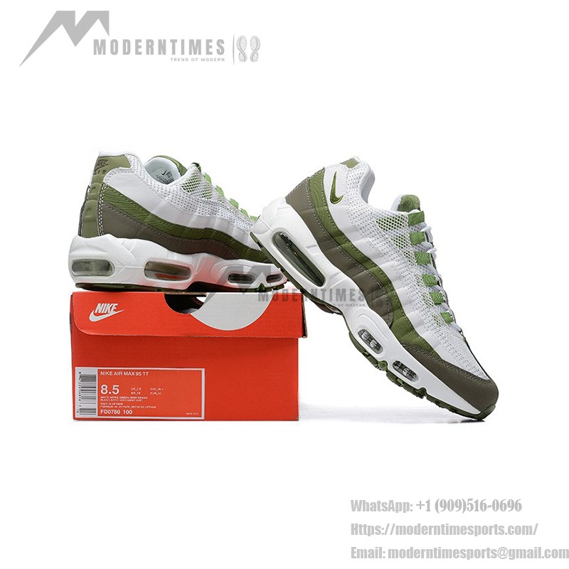 Nike Air Max 95 'White Oil Green' FD0780-100 Herren-Sneaker – Ikonischer Komfort und stilvolle grüne Akzente