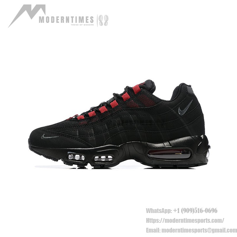 Nike Air Max 95 FQ2430-001 Black-Red Sneakers with Air Cushion and Reflective Details