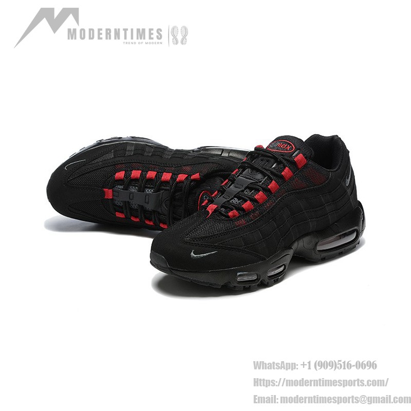 Nike Air Max 95 FQ2430-001 Black-Red Sneakers with Air Cushion and Reflective Details