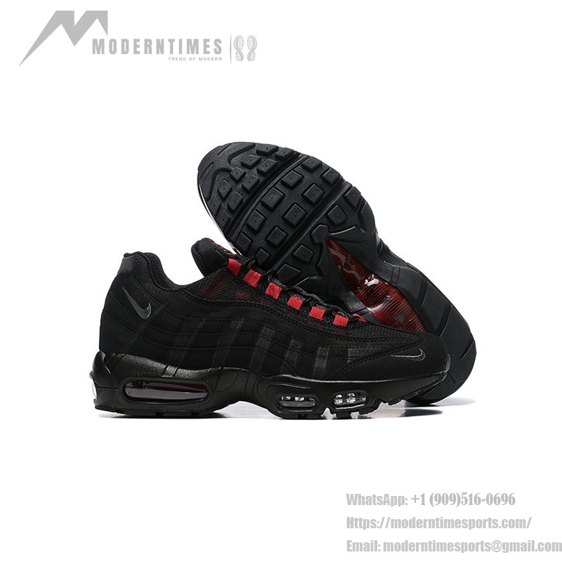 Nike Air Max 95 FQ2430-001 Black-Red Sneakers with Air Cushion and Reflective Details