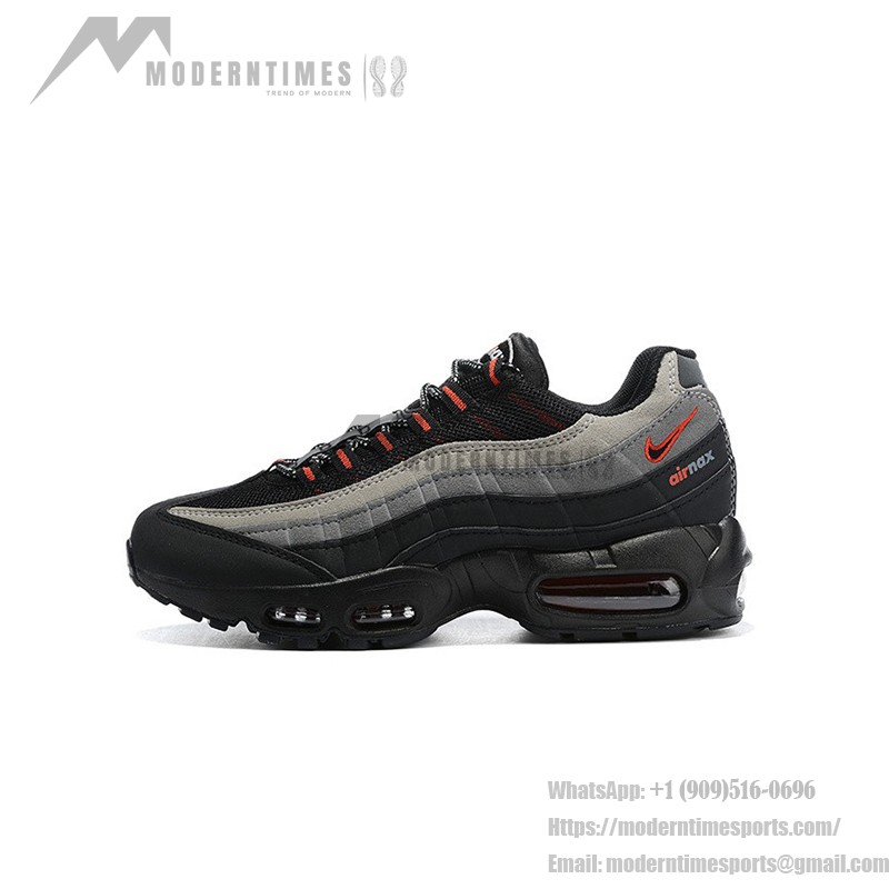 Nike Air Max 95 Logo CW7477-001 블랙, 그레이, 레드 스니커즈 측면 보기