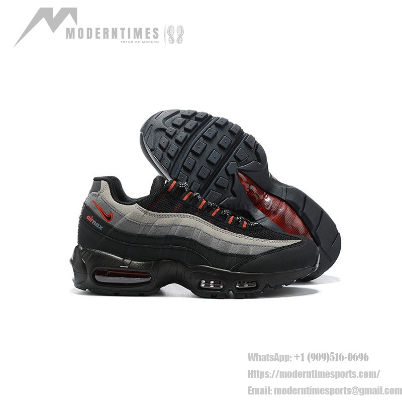 Nike Air Max 95 Logo CW7477-001 블랙, 그레이, 레드 스니커즈 측면 보기