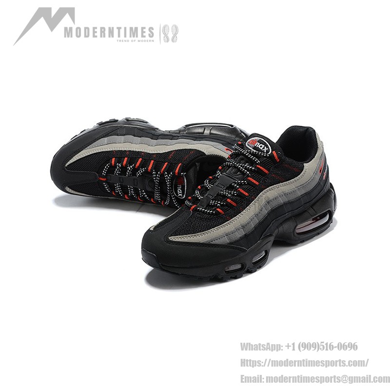 Nike Air Max 95 Logo CW7477-001 블랙, 그레이, 레드 스니커즈 측면 보기