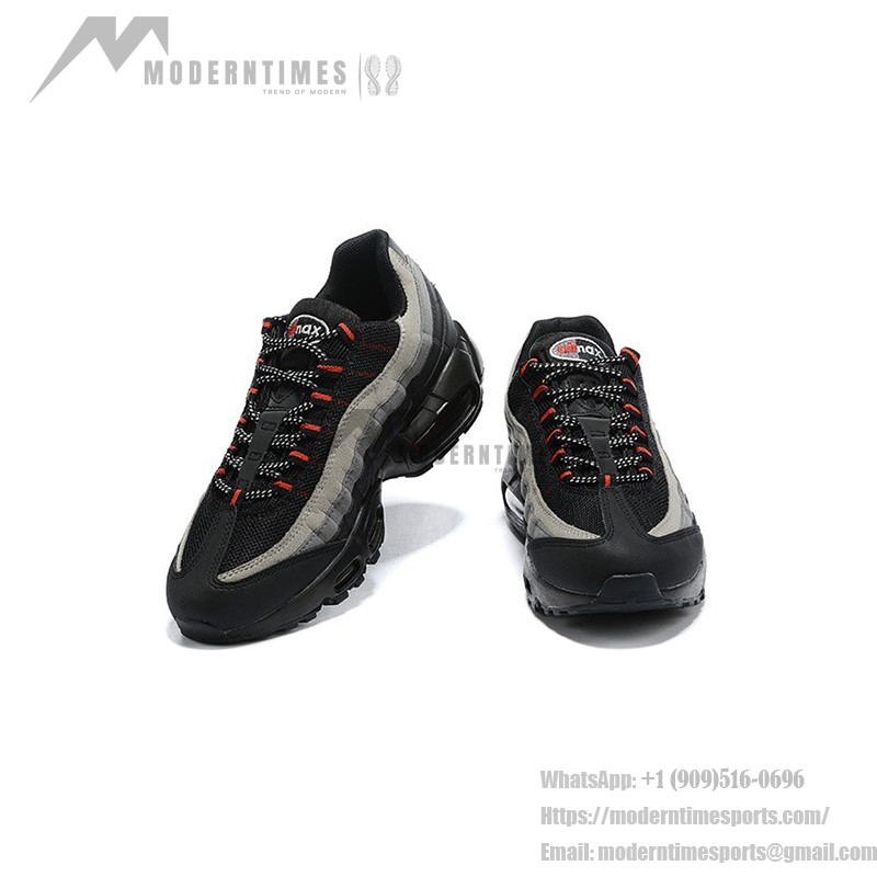 Nike Air Max 95 Logo CW7477-001 블랙, 그레이, 레드 스니커즈 측면 보기