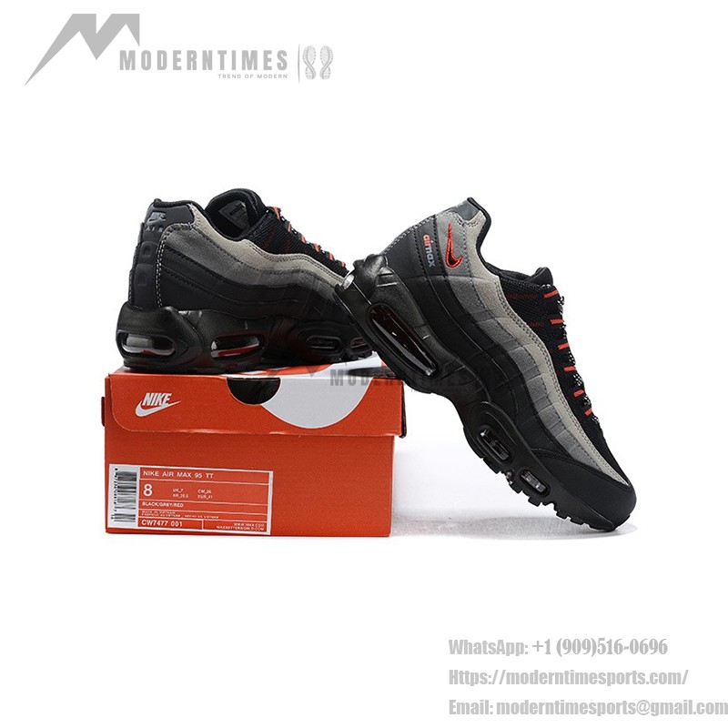 Nike Air Max 95 Logo CW7477-001 블랙, 그레이, 레드 스니커즈 측면 보기