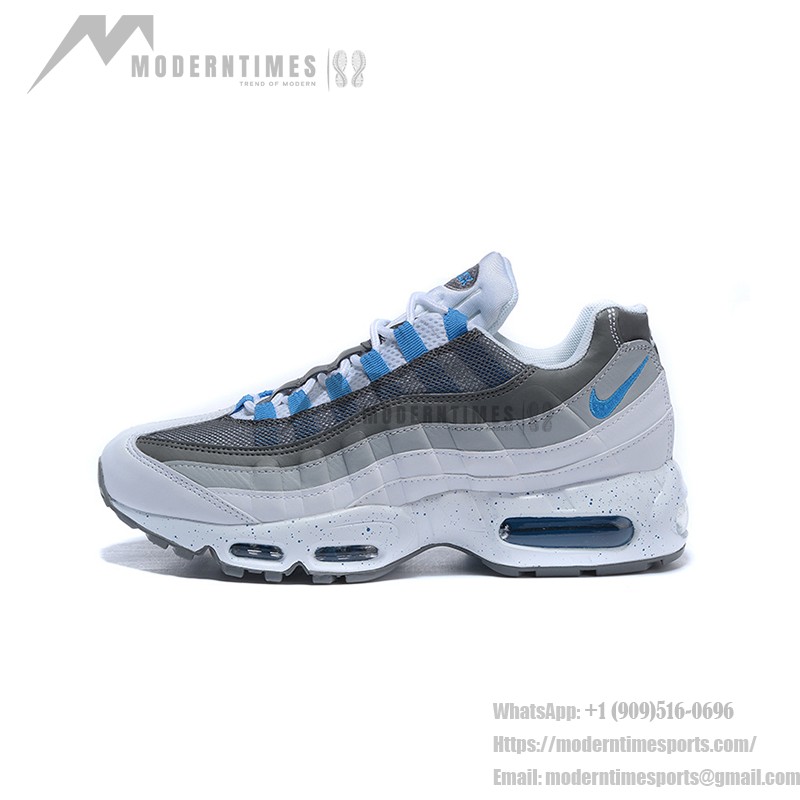 Nike Air Max 95 609048-108 White, Grey, and Blue Sneakers Side View