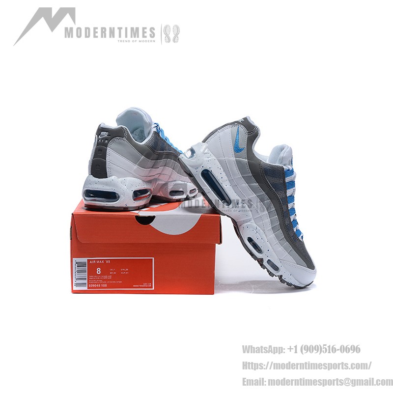 Nike Air Max 95 609048-108 White, Grey, and Blue Sneakers Side View