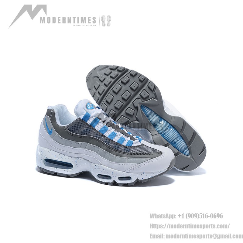 Nike Air Max 95 609048-108 White, Grey, and Blue Sneakers Side View