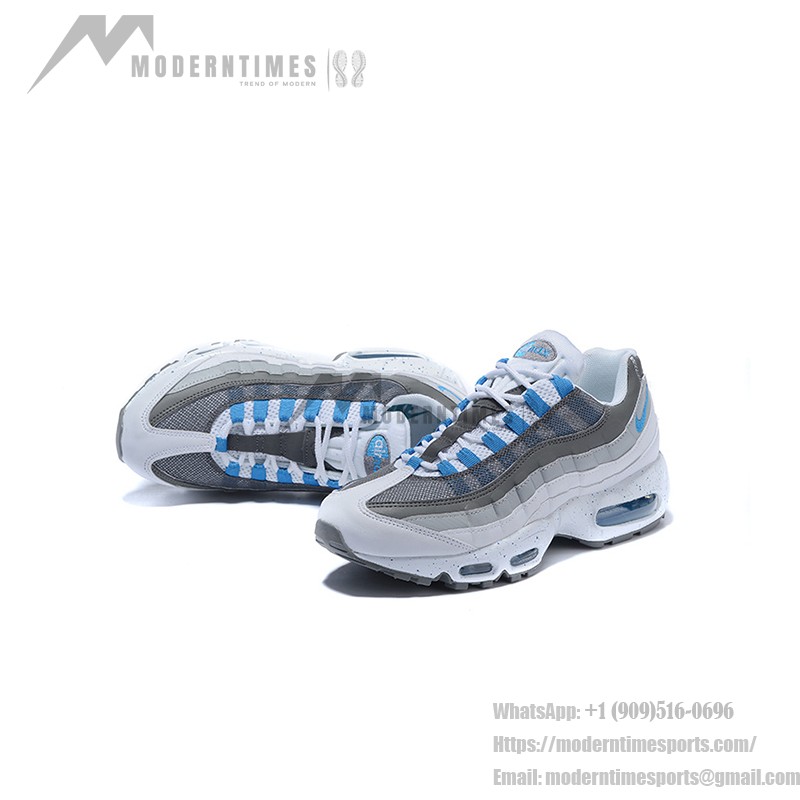 Nike Air Max 95 609048-108 White, Grey, and Blue Sneakers Side View