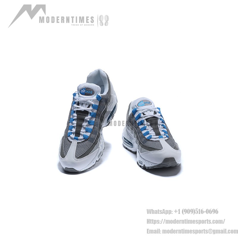 Nike Air Max 95 609048-108 White, Grey, and Blue Sneakers Side View