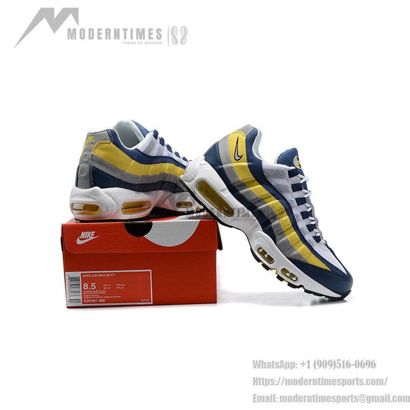 Nike Air Max 95 Michigan CZ0191-400 Blue, Yellow, and Grey Sneakers Side View