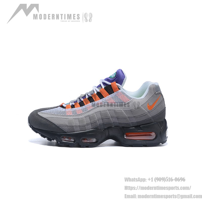 Nike Air Max 95 OG QS 810374-078 Grey and Safety Orange Sneakers Side View