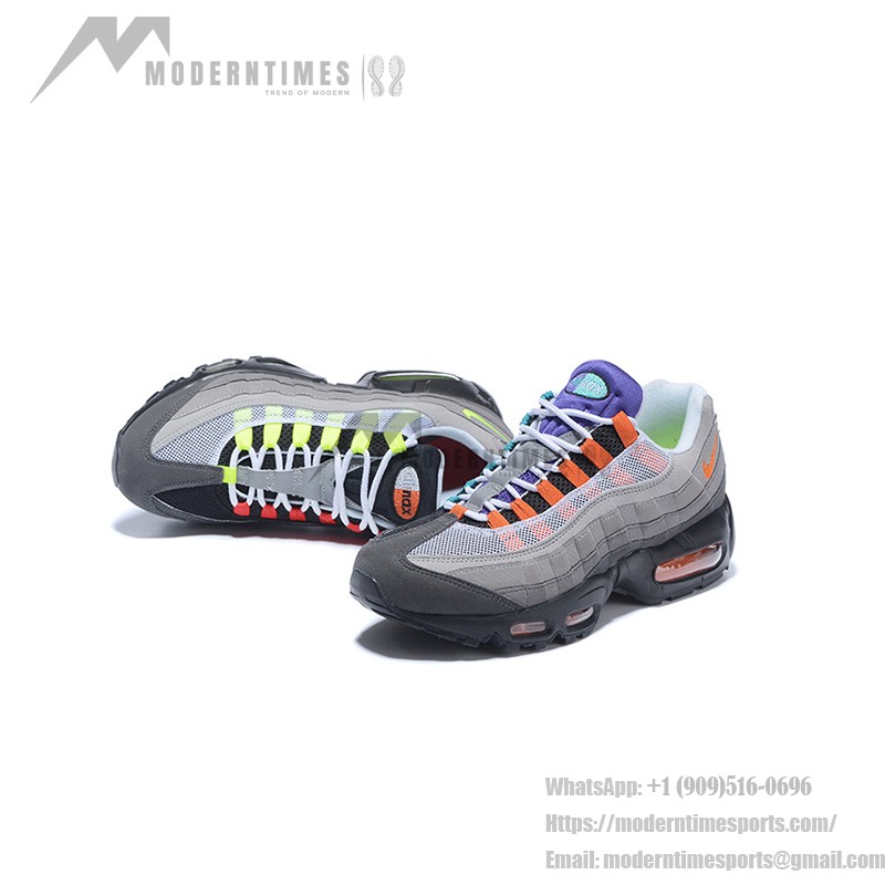 Nike Air Max 95 OG QS 810374-078 Grey and Safety Orange Sneakers Side View