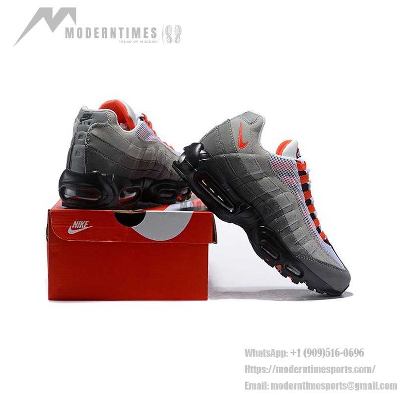 Nike Air Max 95 OG AT2865-100 Grey and Solar Red Sneakers Side View