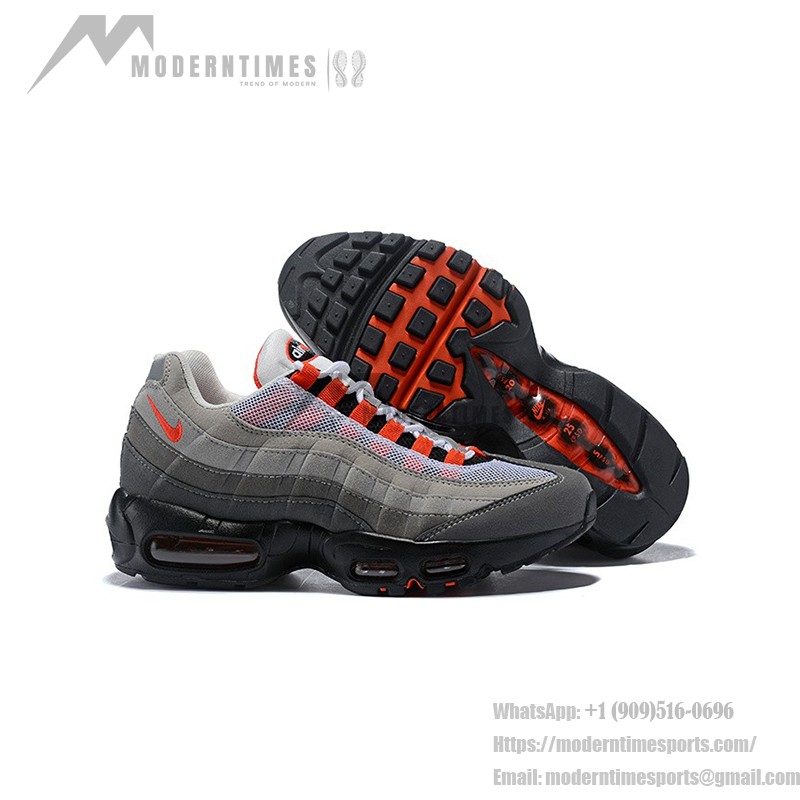 Nike Air Max 95 OG AT2865-100 Grey and Solar Red Sneakers Side View