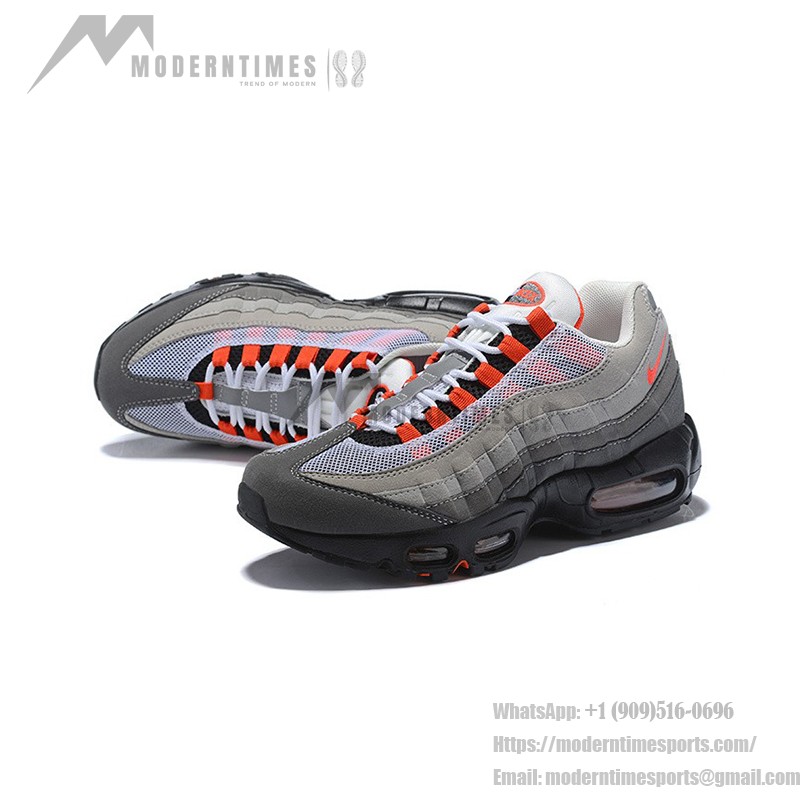 Nike Air Max 95 OG AT2865-100 Grey and Solar Red Sneakers Side View