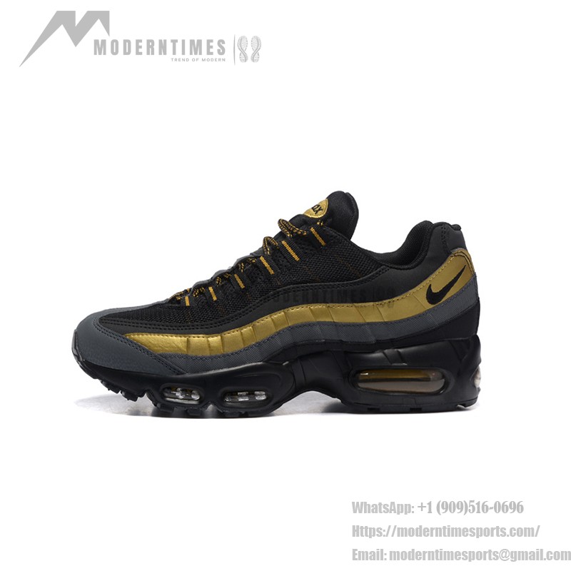 Nike Air Max 95 Premium 538416-007 Black and Metallic Gold Sneakers Side View