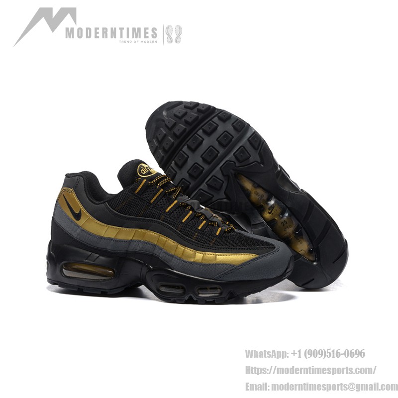 Nike Air Max 95 Premium 538416-007 Black and Metallic Gold Sneakers Side View