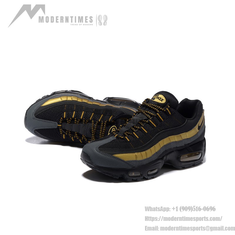 Nike Air Max 95 Premium 538416-007 Black and Metallic Gold Sneakers Side View