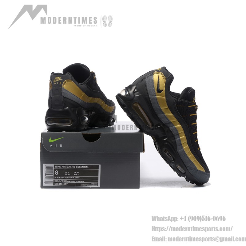 Nike Air Max 95 Premium 538416-007 Black and Metallic Gold Sneakers Side View