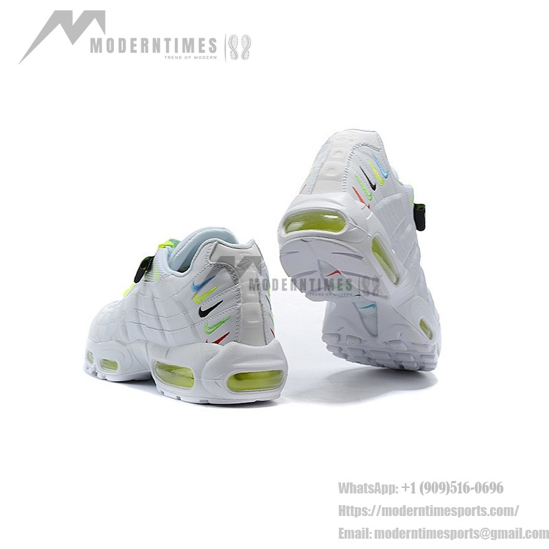 Nike Air Max 95 Worldwide CV9030-100 White and Green Multicolor Sneakers with Swoosh Accents