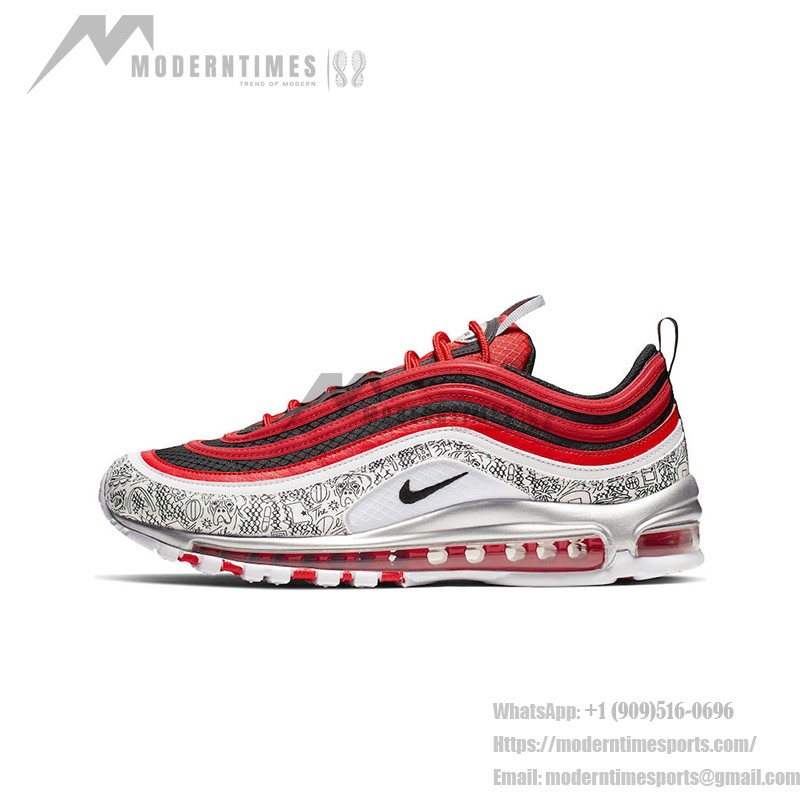 Nike Air Max 97 "Red/Black/Silver Print" CJ9780-600 - Kühnes Design mit Auffälligen Mustern