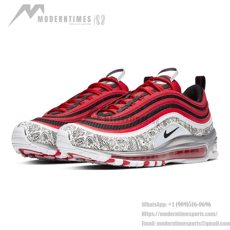 Nike Air Max 97 "Red/Black/Silver Print" CJ9780-600 - Kühnes Design mit Auffälligen Mustern