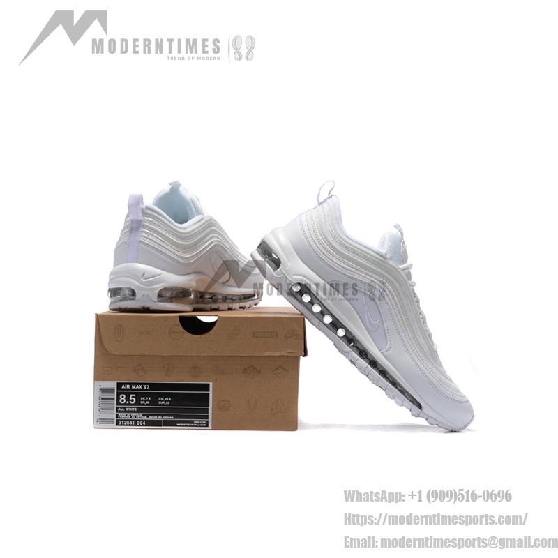 Nike Air Max 97 Triple White 312641-004 with Full-Length Air Cushioning