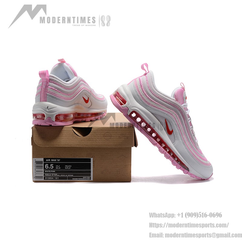 Nike Air Max 97 GS Pink White 313054-161 with Full-Length Air Cushioning