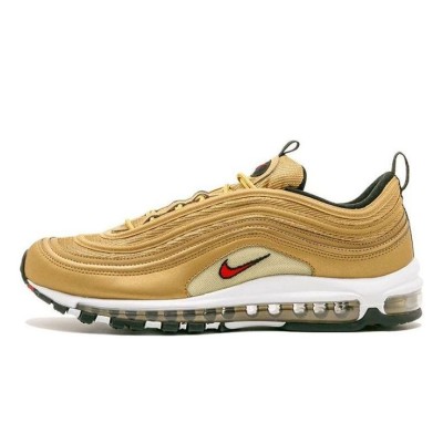 Nike Air Max 97 OG QS Metallic Gold 884421-700 - Iconic Gold Finish with Red Swoosh for Timeless Style