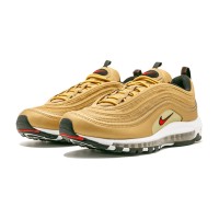 Nike Air Max 97 OG QS Metallic Gold 884421-700 - Iconic Gold Finish with Red Swoosh for Timeless Style