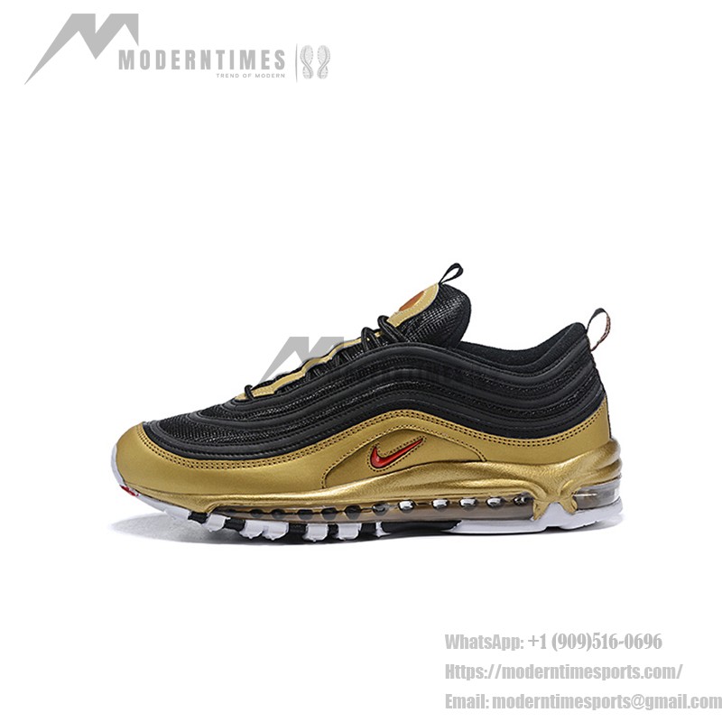 Nike Air Max 97 "Black/Gold" AT5458-002 - Black and Gold Sneakers with Red Accents