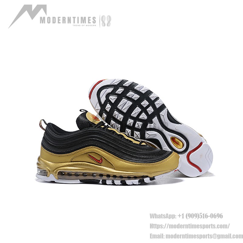 Nike Air Max 97 "Black/Gold" AT5458-002 - Black and Gold Sneakers with Red Accents