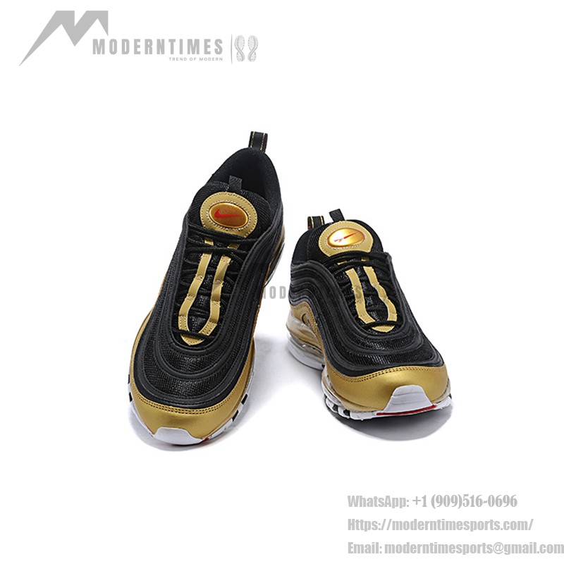 Nike Air Max 97 "Black/Gold" AT5458-002 - Black and Gold Sneakers with Red Accents