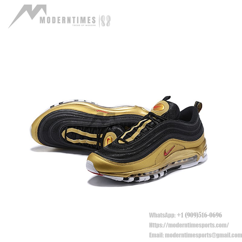 Nike Air Max 97 "Black/Gold" AT5458-002 - Black and Gold Sneakers with Red Accents