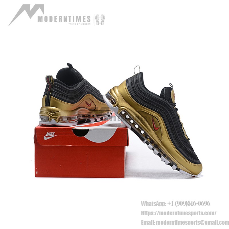 Nike Air Max 97 "Black/Gold" AT5458-002 - Black and Gold Sneakers with Red Accents