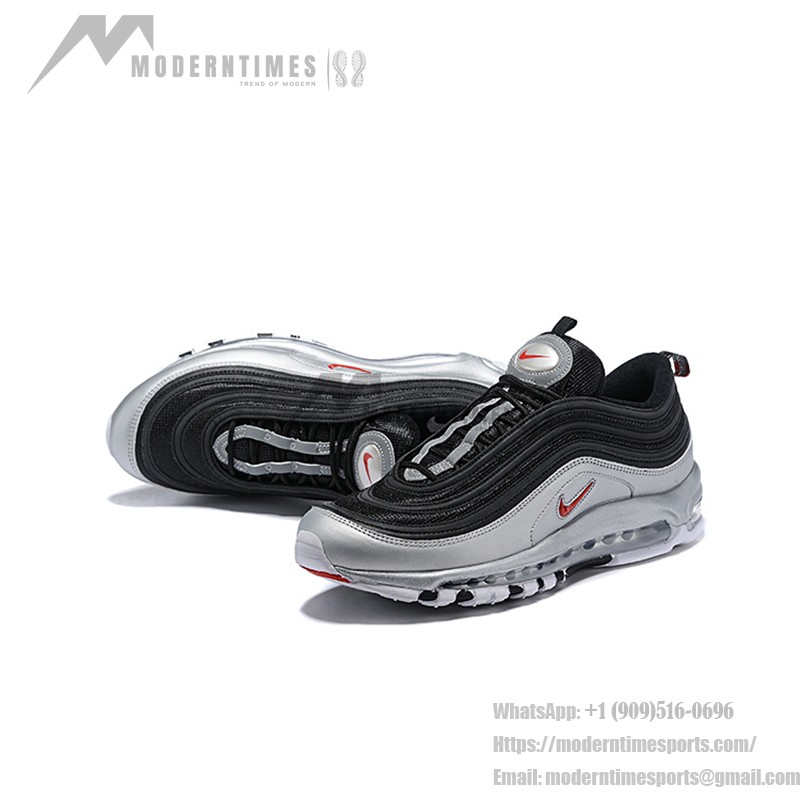 Nike Air Max 97 "Black/Silver/Red" AT5458-001 - Bold Metallic Silver Design