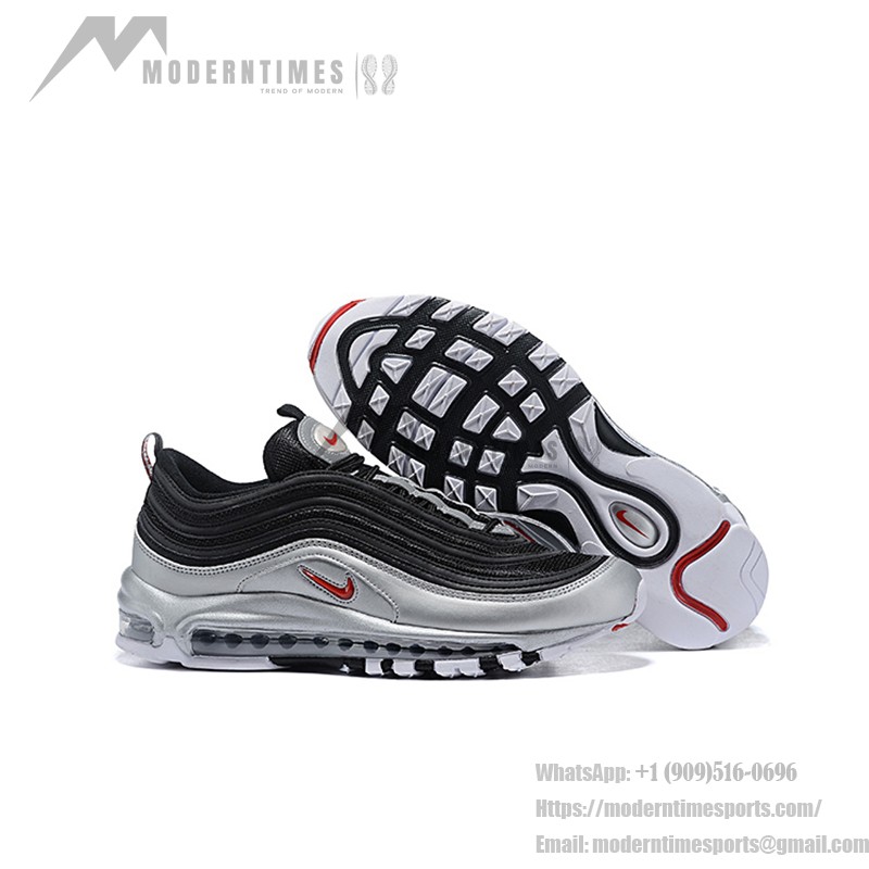 Nike Air Max 97 "Black/Silver/Red" AT5458-001 - Bold Metallic Silver Design